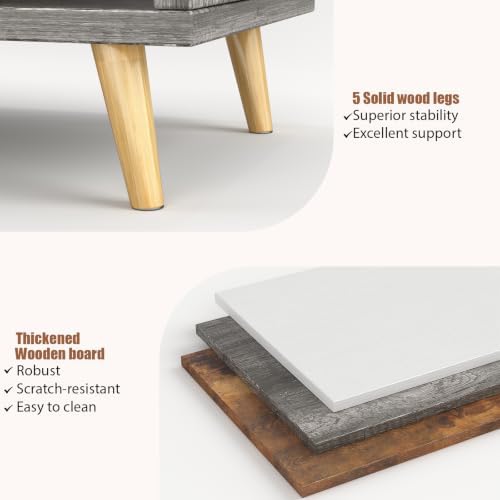 COTUBLR 8-Cube Bookshelf, 47" Wood Bookcase with Legs, 2 Tier Morden Boo...