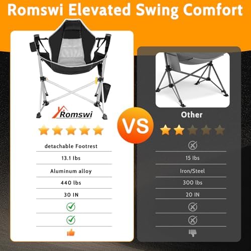 Romswi 2-Pack Aluminum Hammock Chair with Footrest, Oversized Portable Foldin...