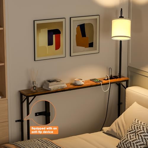 keomaisyto Skinny Sofa Table with Outlet & 3-Color Light, Console Table |...