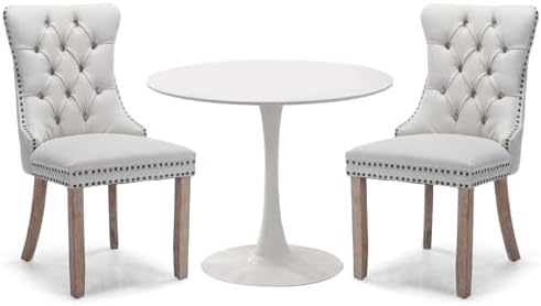 3-Pieces Dining Sets, 31.5" Round Dining Table Set with 2 Velvet Upholst...