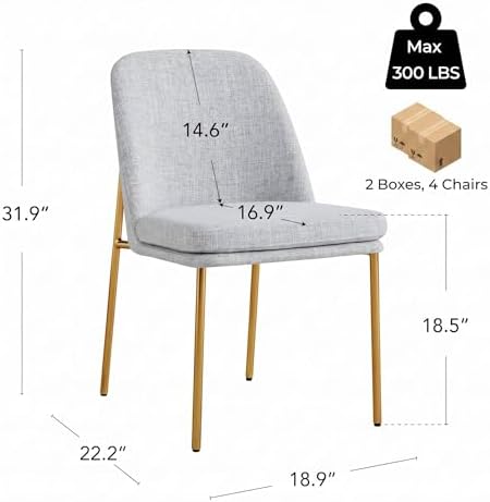 CHITA Modern Dining Chairs Set of 4, Upholstered Dining Chair, Light Gray | F...