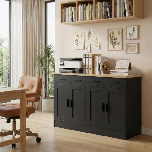 Anystyle 53" Black Buffet Cabinet with Storage, Kitchen Sideboard Buffet...