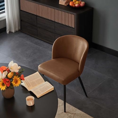 Susalt Upholstered Faux Leather Dining Chairs Set of 6, Brown