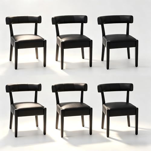 RNKSFX Black Dining Chairs Set of 6, Faux Leather Upholstered Kitchen & D...