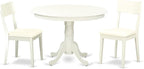 East West Furniture HLAD3-LWH-LC 3 Piece Dining Table Set for Small Spaces Contains a Round Dining Room Table with Pedestal and 2 Faux Leather Upholstered Chairs, 42x42 Inch, Linen White