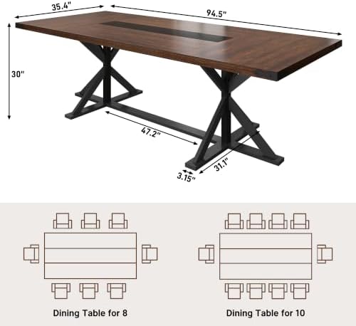 Hlivelood Dining Table for 8 10 People,Rectangular Kitchen Farmhouse Table W/...