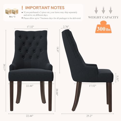 COLAMY Wingback Dining Chairs Set of 4, Black