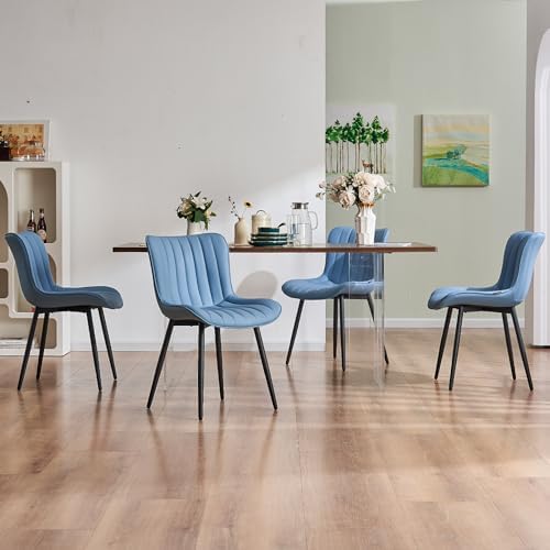 YOUNUOKE Dining Chairs Set of 2 Mid-Century Modern Kitchen Chairs Blue