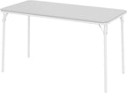 IDEALHOUSE 4 Feet Folding Table, Protable Foldable Card Table, Gray | Metal Legs Support, Upholstered PU Leather Tabletop, Heavy Duty, No Assembly Required, Perfet for Indoor and Outdoor