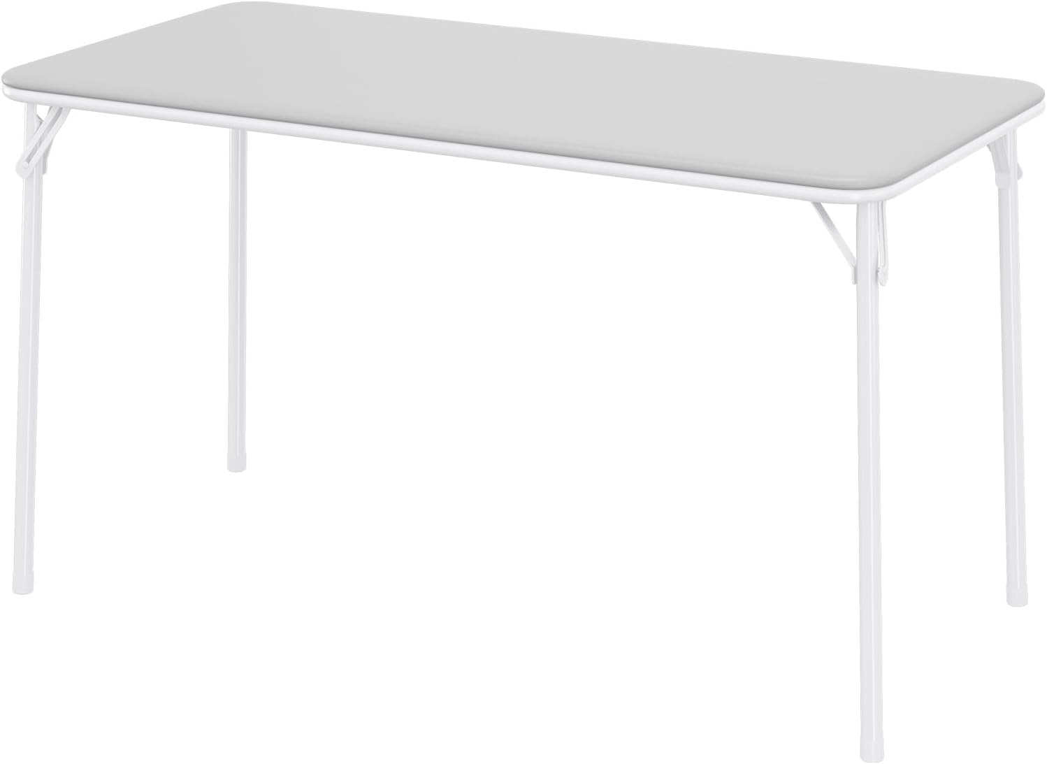 IDEALHOUSE 4 Feet Folding Table, Protable Foldable Card Table, Gray | Metal Legs Support, Upholstered PU Leather Tabletop, Heavy Duty, No Assembly Required, Perfet for Indoor and Outdoor