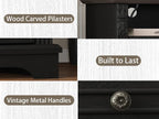 BLANKSPACE Nightstand with Charging Station, Farmhouse End Side Table, 20” Night Stand Bedside Cabinet for Bedroom, Living Room （Black ＆ Brown）