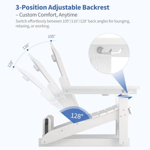 HDPE Adirondack Glider Chair,3-Position Adjustable Backrest Patio Glider | Al...