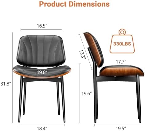 YaFiti Dining Chairs Set of 2, Mid Century Modern PU Leather Kitchen Chairs |...