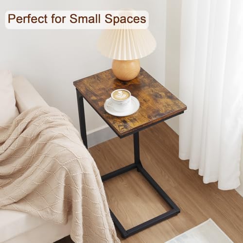 AMHANCIBLE C Shaped End Table Set of 2, Couch Side Table that Slide Under