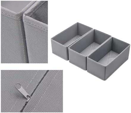 Small Foldable Fabric Drawer Organizer 6 Pack Grey - 11“ Breathable Closet & Dresser Storage Bins for Socks, Underwear, Bras & Baby Clothes
