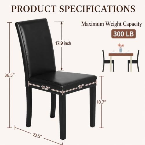 Yaheetech Dining Chairs Set of 4 Upholstered Kitchen Chairs Black