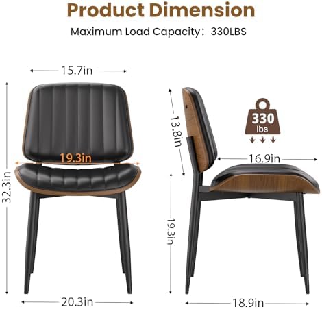 YaFiti Dining Chairs Set of 2, Mid Century Modern PU Leather Kitchen Chairs |...