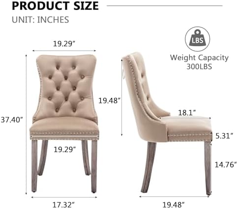Hixkol Velvet Dining Chairs Set of 4,Upholstered Dining Chairs with Ring Pull...