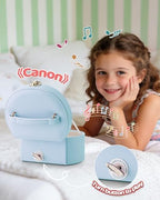VLANDO Musical Jewelry Box for Girls, Arc Design with Spinning Ballerina | Large Compartment for Small Treasures, Plays Canon Melody, Built-In Mirror and Soft Carry Handle, Birthday Christmas Gift