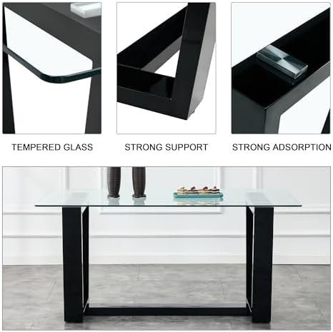 Ebullient Glass Dining Table Set for 4, Modern Dining Table Set for 4, Temper...