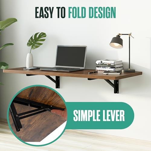 Wall Mounted Desk, Murphy Desk, Wall Mounted Folding Table, 48x16 Brown