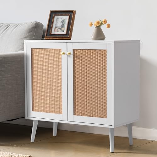 NUU GARDEN Buffet Cabinet with Rattan Decor Doors - Storage Sideboard for Kit...