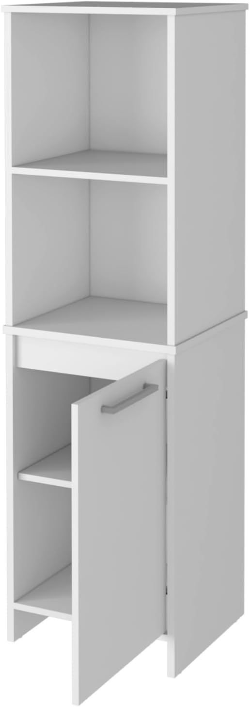 Pantry Cabinet with Single Door Cabinet with 4 Shelves (2 Open+2 Internal), M...
