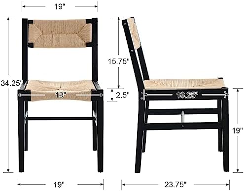 BESTANO Woven Rattan Dining Chairs Set of 4, Farmhouse Wicker Boho Dining Cha...