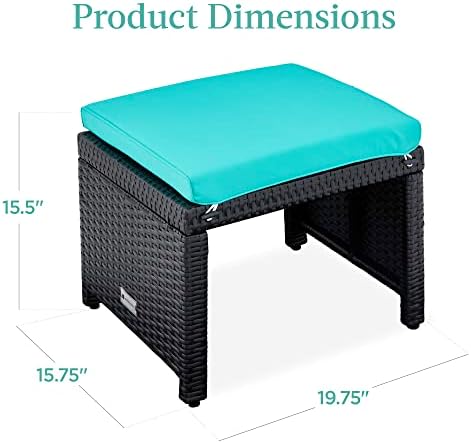 Best Choice Products Set of 2 Wicker Ottomans, Multipurpose Outdoor Furniture...
