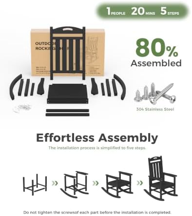 Outdoor Rocking Chair Set of 2,HDPE Patio Rocking Chair,All Weather | Relax i...