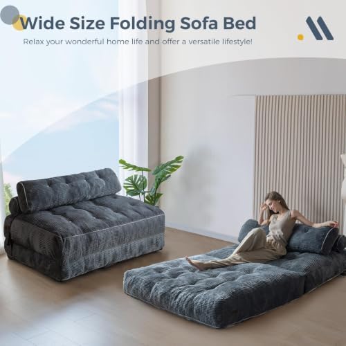 MAXYOYO Folding Sofa Bed, Convertible Chair Bed with Pillow | Foldable Couch ...
