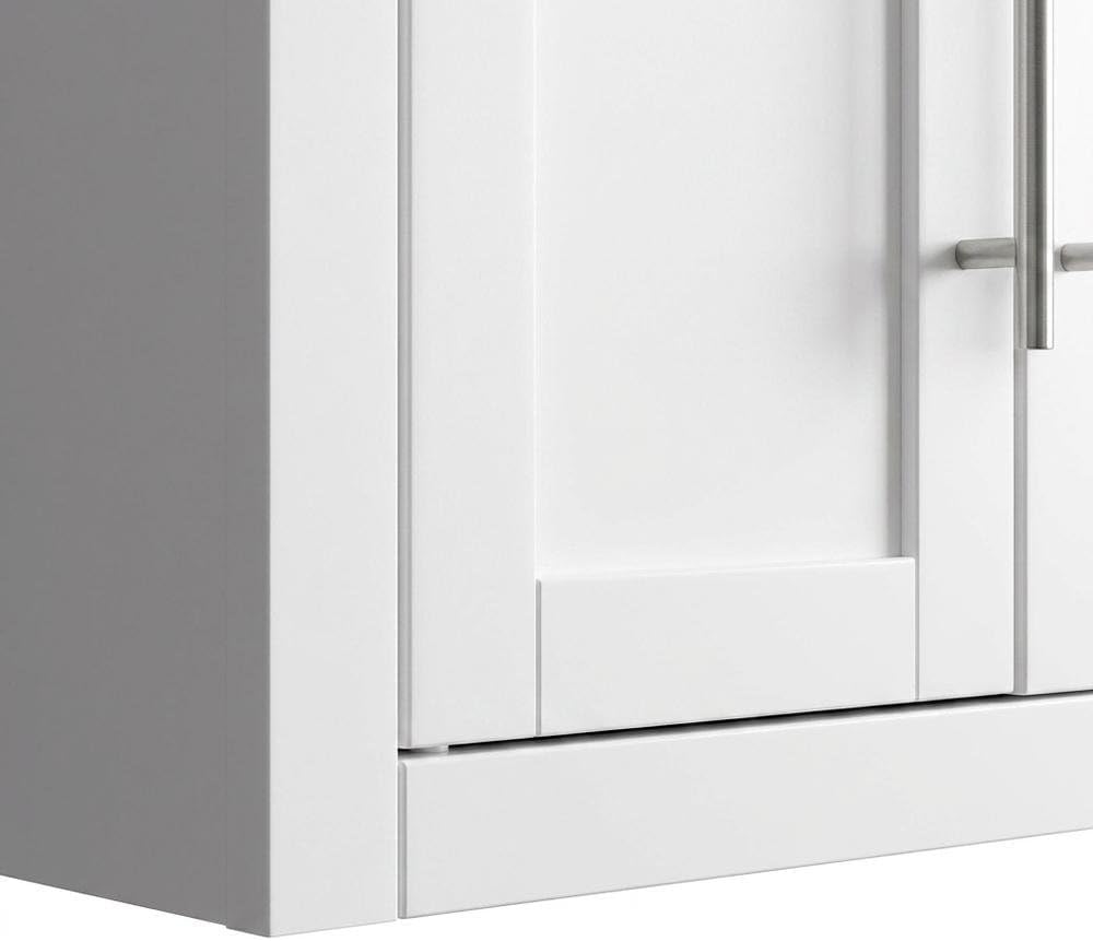 Furnifact White 3-Piece Wall Kitchen Cabinet Set, MDF Birch Veneer, Floating ...