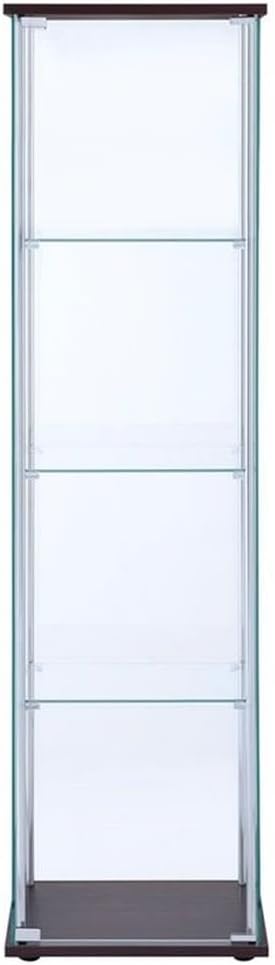 BOWERY HILL 4 Shelf Glass Display Case Cabinet with Chrome Support Beams and ...