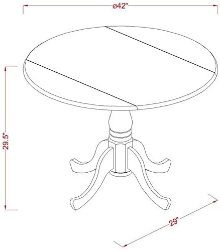 East West Furniture DLAV3-SBR-C 3 Piece Dining Room Table Set Contains a Round Dining Table with Dropleaf and 2 Linen Fabric Upholstered Chairs, 42x42 Inch, Saddle Brown