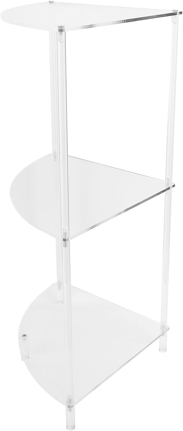 Corner Shelf, 3 Tier Acrylic Corner Side Table, 25.6 inch Standing Triangle E...