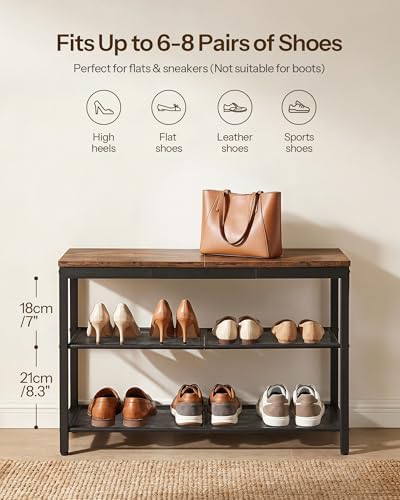 HOOBRO Shoe Bench, 3-Tier Shoe Rack, Industrial Shoe Organizer Storage Bench,...