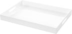 White Rectangular 14x20 Inches Acrylic Ottoman Tray Decorative Serving Tray with Cutout Handles Organizer Tray on Coffee Table Countertop Big Breakfast Bed Tray Living Room Appetizer Serving Food
