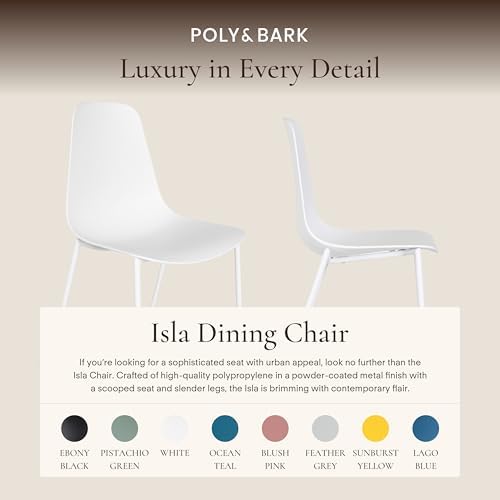 POLY & BARK Isla Modern Dining Chairs Set of 4 – Mid Century Modern Plast...