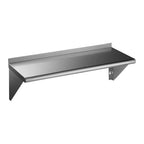 ROCKPOINT Stainless Steel Shelf 14 x 36 Inches 300lb, NSF Metal Commercial Shelves Wall Mount Floating Shelving with Backsplash for Restaurant, Kitchen, Home and Hotel, Silver