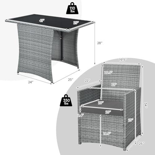 DORTALA Wicker Outdoor Bistro Set 3 Piece, Patio Furniture Set for Small Spac...