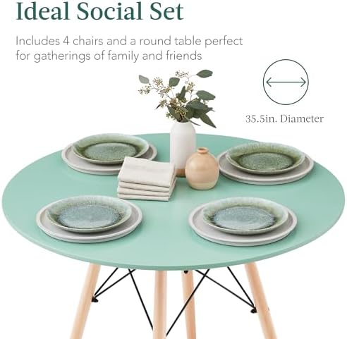 Best Choice Products 5-Piece Dining Set, Compact Mid-Century Modern Table &am...