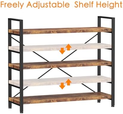 Bookshelf 3 Tier Bookcase Home Office Bookshelves with Height-Adjustable Wood...