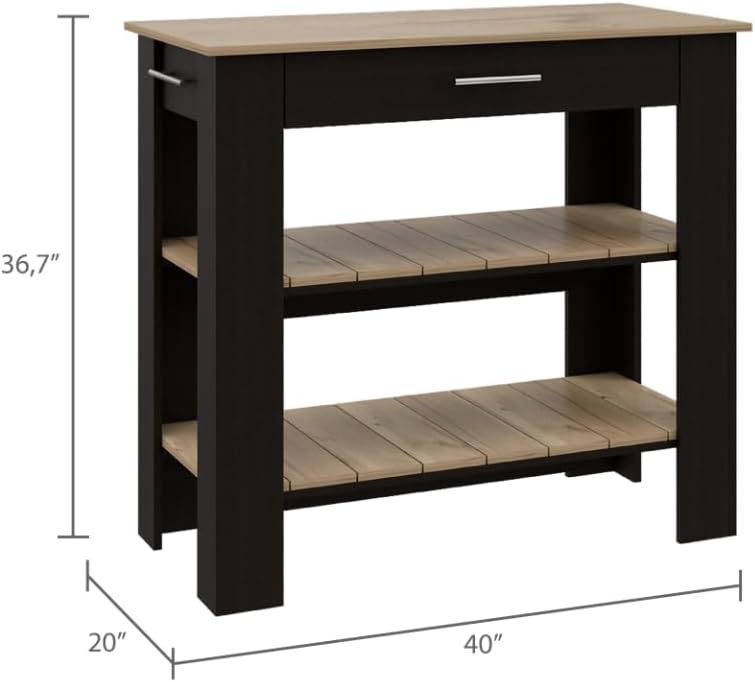 Cala Kitchen Island - Black Light O, 40 Inches