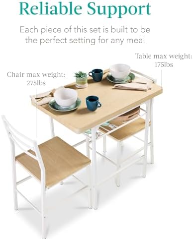 Best Choice Products 3-Piece Modern Dining Set, Space Saving Dinette for Kitc...