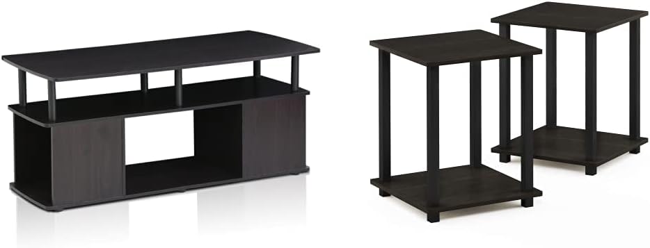 Furinno Coffee Table and End Tables Set (2 Pieces) | Blackwood and Espresso/B...