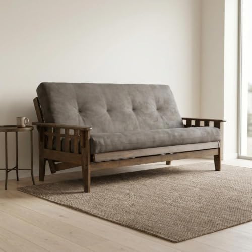 Kodiak Furniture Tucson Full Size Futon Set in Rustic Walnut Finish, Suede Gray