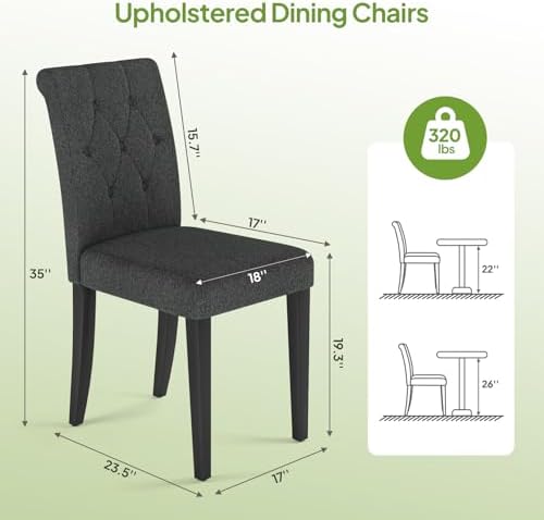 Welzona Upholstered Dining Chairs Set of 4, Button Tufted Parsons Dining Chai...