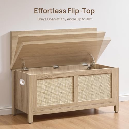 SICOTAS Rattan Storage Chest 39.4" Storage Bench for Bedroom | Modern Bo...