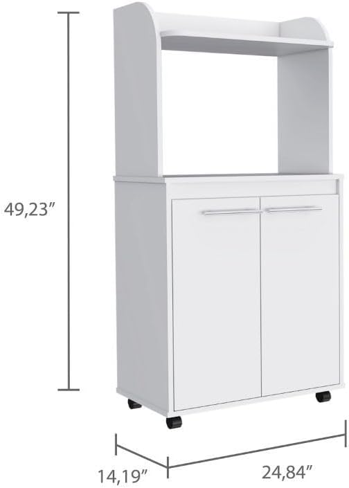 lapday Kitchen Storage with 1 Shelf & 2 Doors,Caster Wheels,for Living Ro...