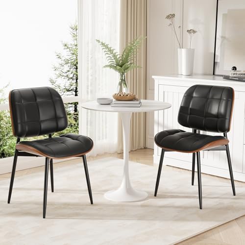 Dining Chairs Set of 4, Black Mid Century Modern Dining Room Chair, Upholster...